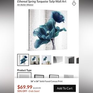 Ethereal Spring Turquoise Tulip Wall Art